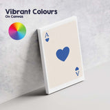 Minimalist Navy Blue Heart Playing Card Ace Illustration Canvas Wall Art Print Decor Picture Ready to Hang
