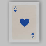 Minimalist Navy Blue Heart Playing Card Ace Illustration Canvas Wall Art Print Decor Picture Ready to Hang