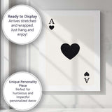 Minimalist Black Heart Playing Card Ace Illustration Canvas Wall Art Print Decor Picture Ready to Hang