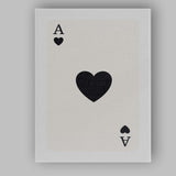 Minimalist Black Heart Playing Card Ace Illustration Canvas Wall Art Print Decor Picture Ready to Hang