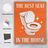 Best Seat In The House Funny Toilet Bathroom Quote Illustration Canvas Wall Art Print Decor Picture Ready to Hang