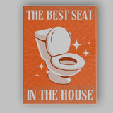 Best Seat In The House Funny Toilet Bathroom Quote Illustration Canvas Wall Art Print Decor Picture Ready to Hang