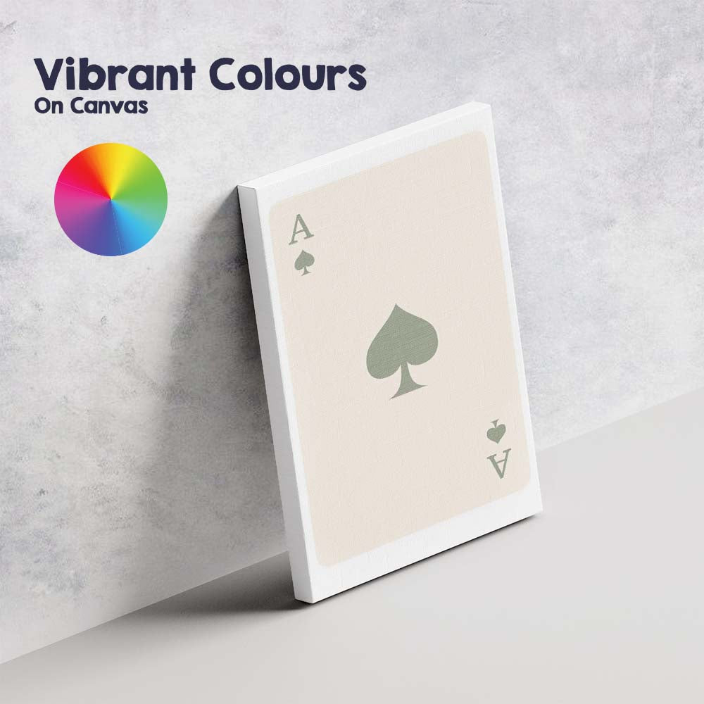 Minimalist Sage Green Spade Playing Card Ace Illustration Canvas Wall Art Print Decor Picture Ready to Hang