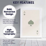 Minimalist Sage Green Spade Playing Card Ace Illustration Canvas Wall Art Print Decor Picture Ready to Hang