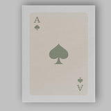 Minimalist Sage Green Spade Playing Card Ace Illustration Canvas Wall Art Print Decor Picture Ready to Hang