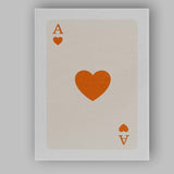 Minimalist Burnt Orange Heart Playing Card Ace Illustration Canvas Wall Art Print Decor Picture Ready to Hang