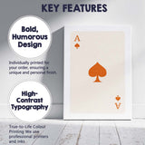 Minimalist Burnt Orange Spade Playing Card Ace Illustration Canvas Wall Art Print Decor Picture Ready to Hang