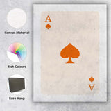 Minimalist Burnt Orange Spade Playing Card Ace Illustration Canvas Wall Art Print Decor Picture Ready to Hang