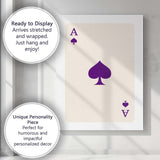 Minimalist Purple Spade Playing Card Ace Illustration Canvas Wall Art Print Decor Picture Ready to Hang