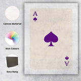Minimalist Purple Spade Playing Card Ace Illustration Canvas Wall Art Print Decor Picture Ready to Hang