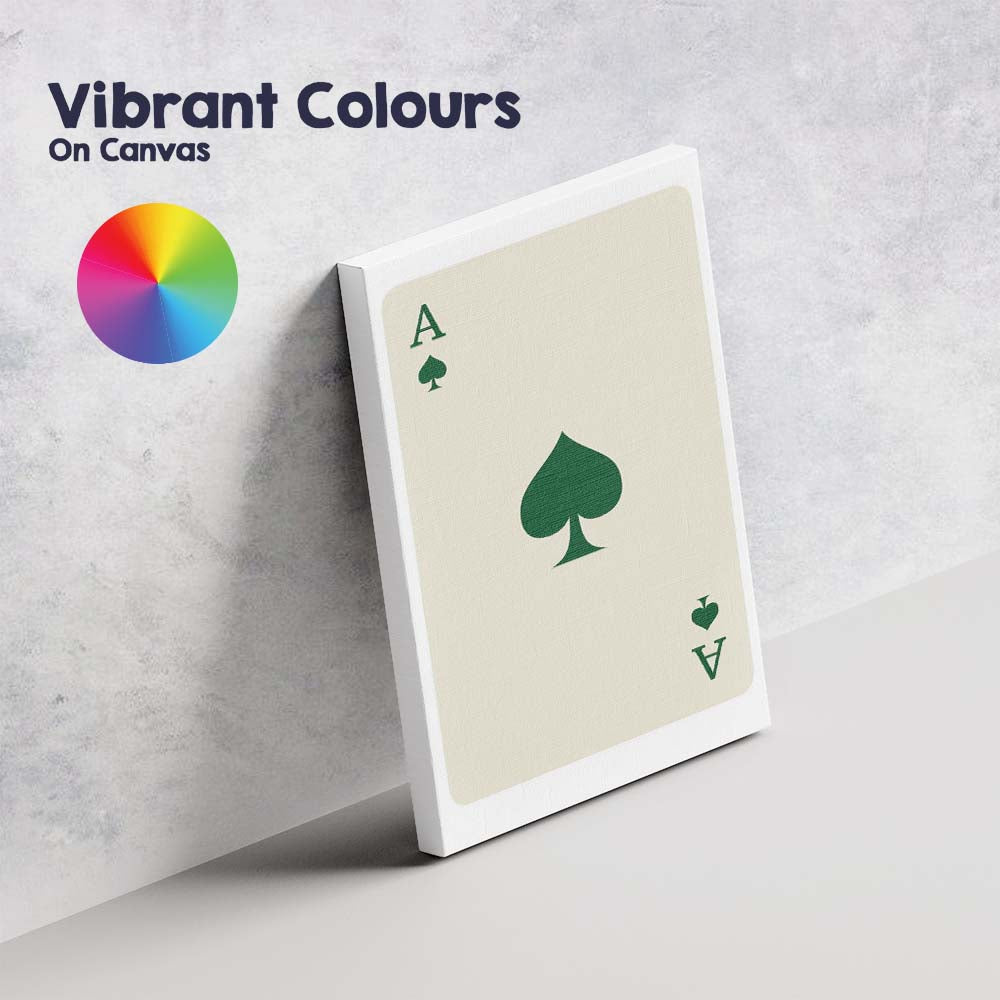 Minimalist Forest Green Spade Playing Card Ace Illustration Canvas Wall Art Print Decor Picture Ready to Hang