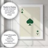 Minimalist Forest Green Spade Playing Card Ace Illustration Canvas Wall Art Print Decor Picture Ready to Hang