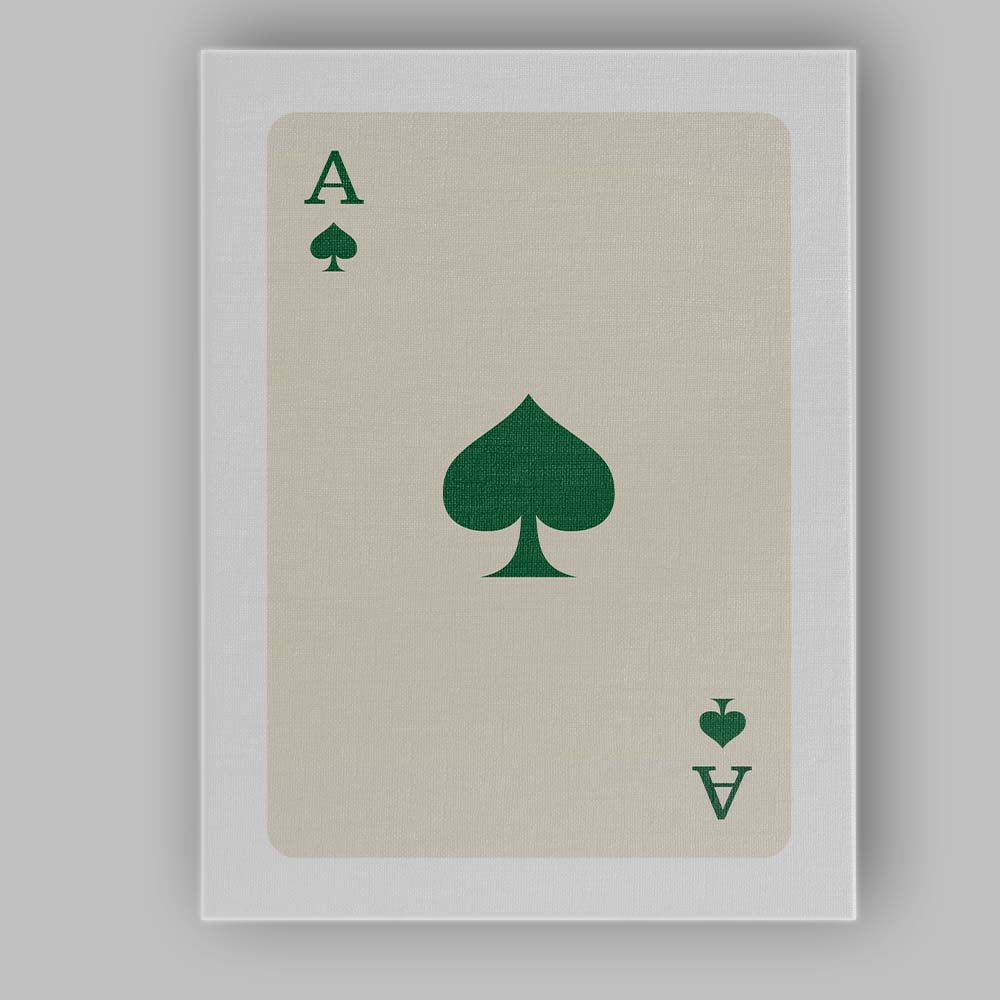 Minimalist Forest Green Spade Playing Card Ace Illustration Canvas Wall Art Print Decor Picture Ready to Hang