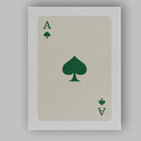 Minimalist Forest Green Spade Playing Card Ace Illustration Canvas Wall Art Print Decor Picture Ready to Hang