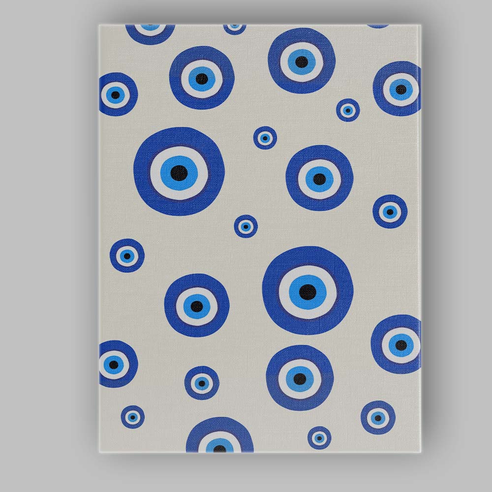 Blue Evil Eye Protection Repeat Pattern Canvas Wall Art Print Decor Picture Ready to Hang
