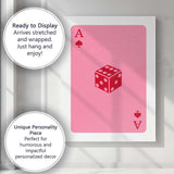 Pink Lucky Dice Playing Card Ace Illustration Canvas Wall Art Print Decor Picture Ready to Hang