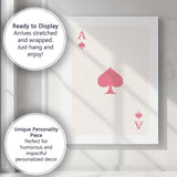 Minimalist Soft Pink Spade Playing Card Ace Illustration Canvas Wall Art Print Decor Picture Ready to Hang