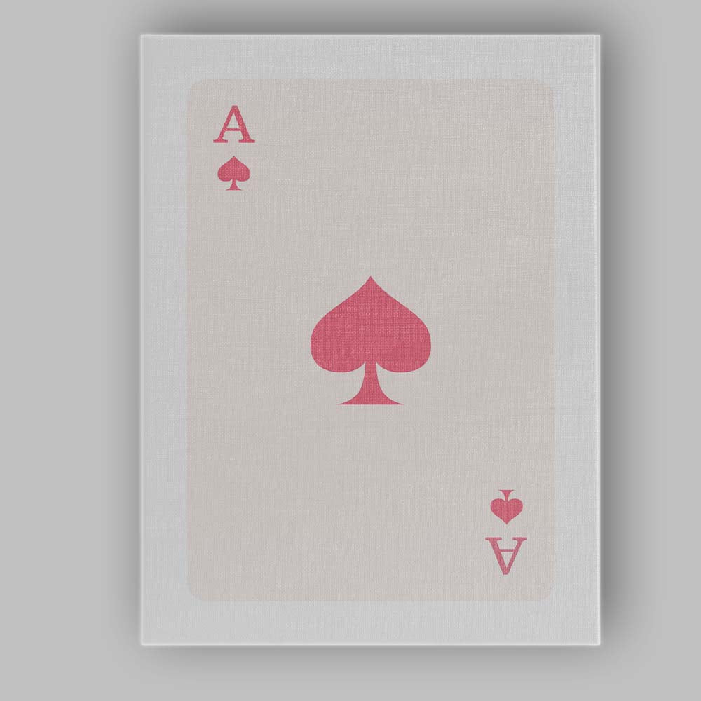 Minimalist Soft Pink Spade Playing Card Ace Illustration Canvas Wall Art Print Decor Picture Ready to Hang