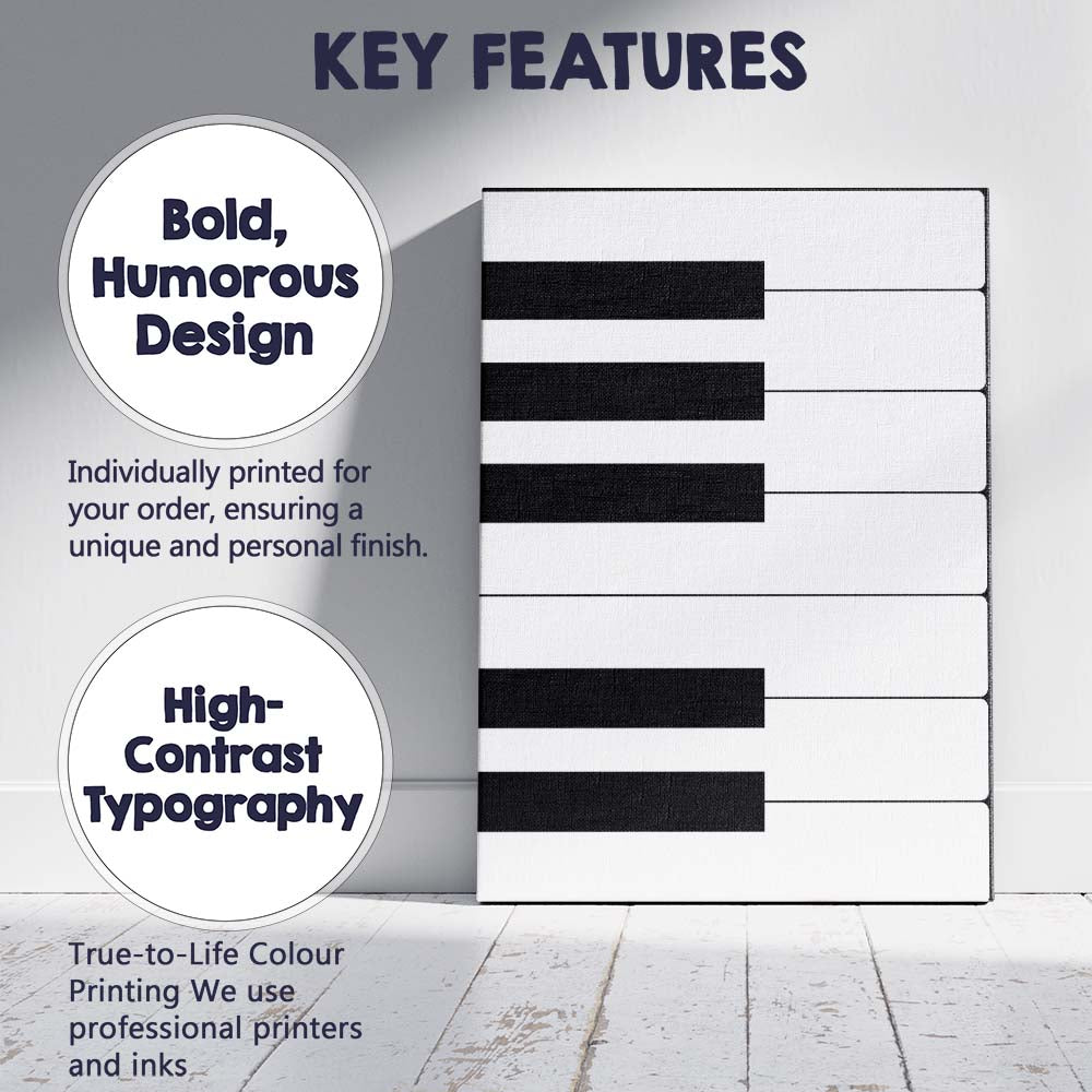 Minimalist Black White Geometric Piano Keys Abstract Modern Canvas Wall Art Print Decor Picture Ready to Hang