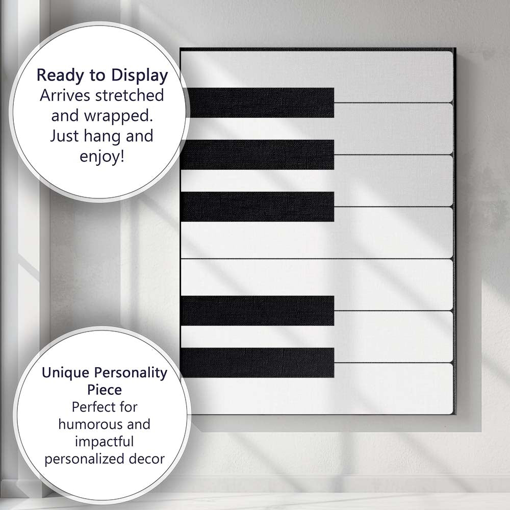Minimalist Black White Geometric Piano Keys Abstract Modern Canvas Wall Art Print Decor Picture Ready to Hang