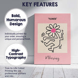 Pink Dancing Flower Figure Keith Haring Inspired Pop Art Canvas Wall Art Print Decor Picture Ready to Hang