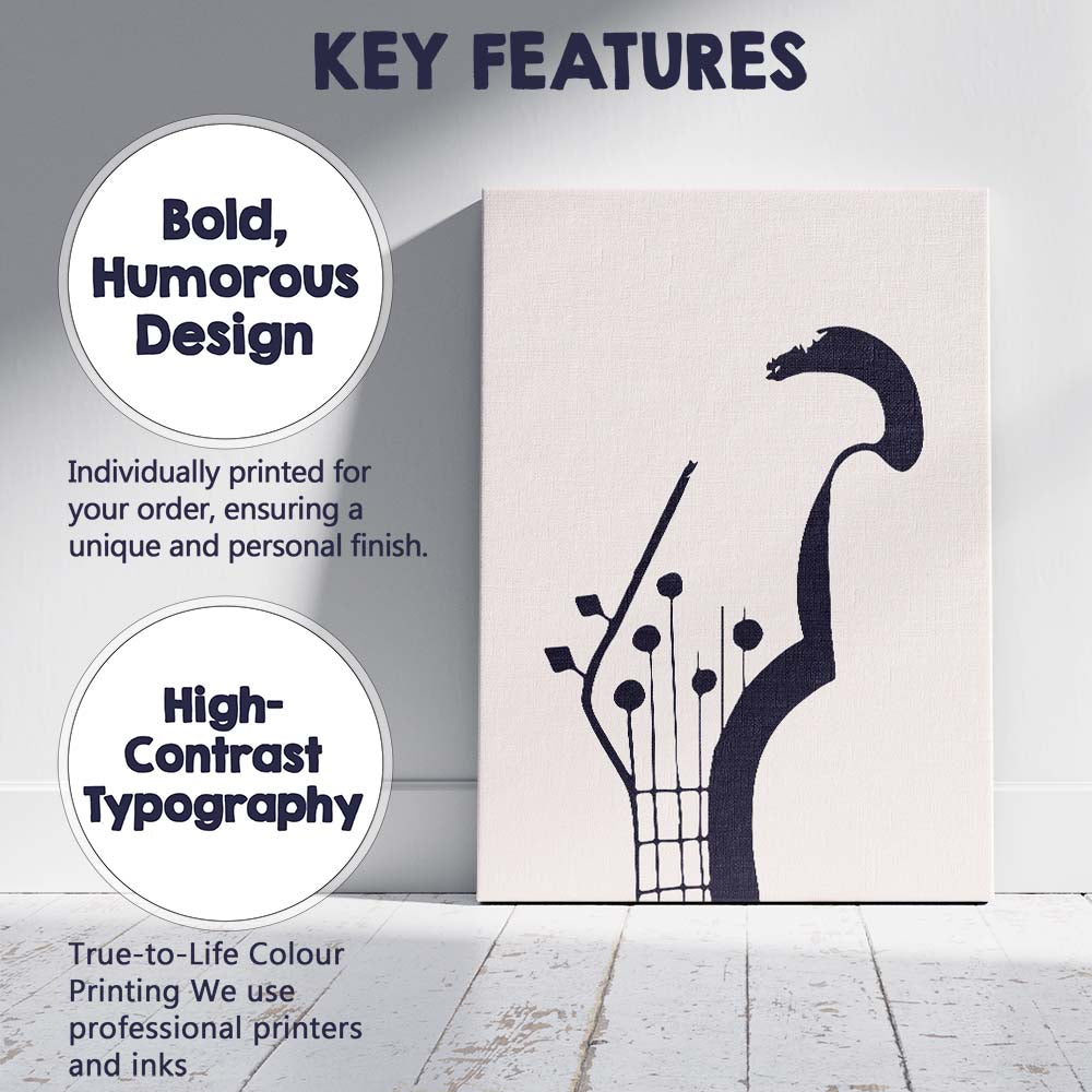 Minimalist Abstract Black Saxophone Contemporary Music Art Canvas Wall Art Print Decor Picture Ready to Hang