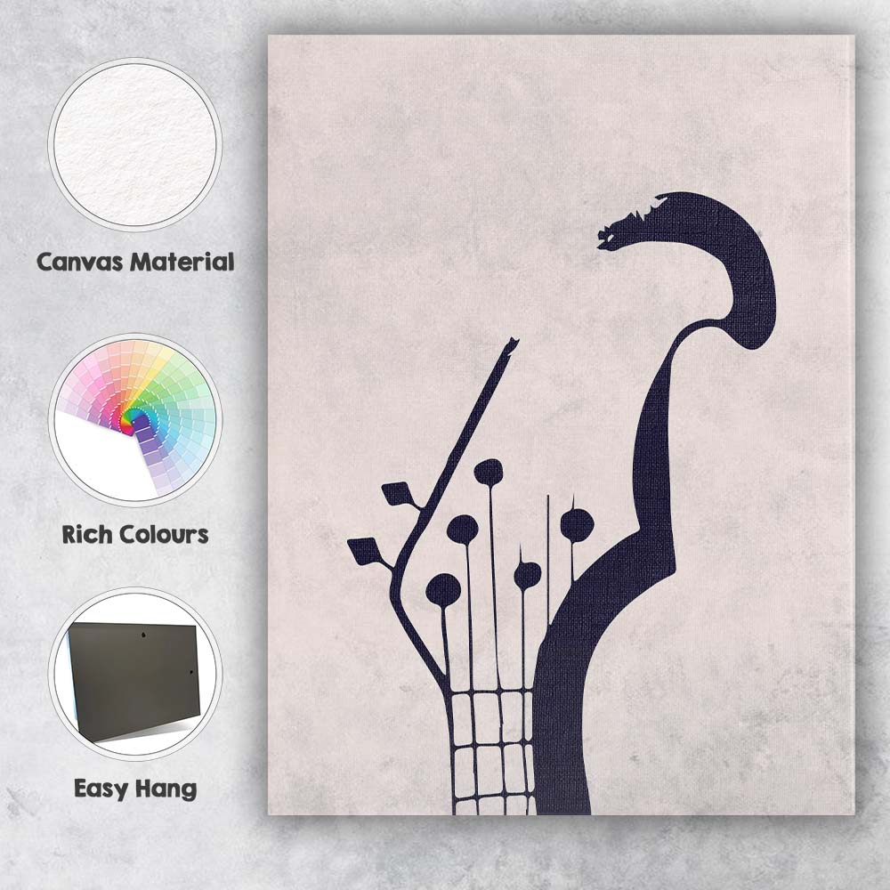 Minimalist Abstract Black Saxophone Contemporary Music Art Canvas Wall Art Print Decor Picture Ready to Hang