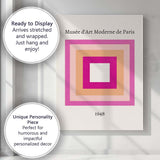 Minimalist Pink Geometric Square Museum Modern Art Canvas Wall Art Print Decor Picture Ready to Hang