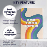 Retro Rainbow Wavy Typography Motivational Quote Poster Canvas Wall Art Print Decor Picture Ready to Hang