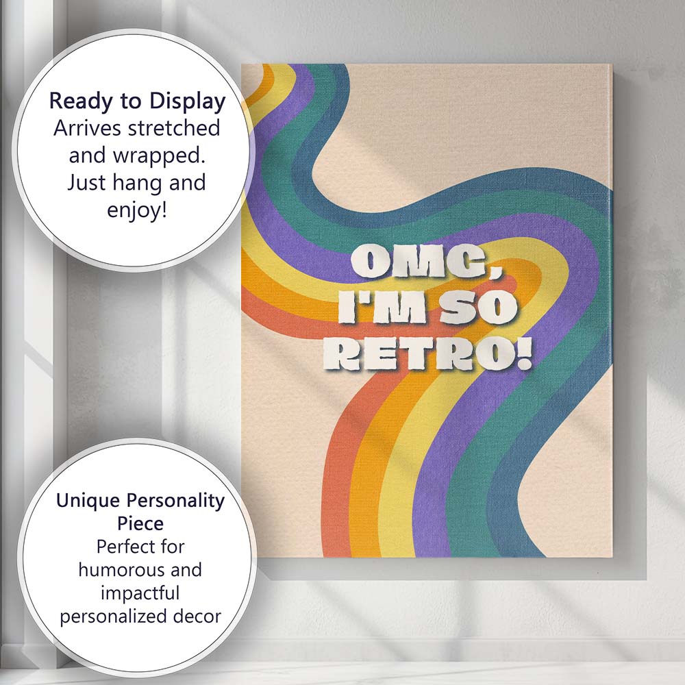 Retro Rainbow Wavy Typography Motivational Quote Poster Canvas Wall Art Print Decor Picture Ready to Hang