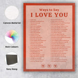 Romantic Ways To Say I Love You Typography Print Canvas Wall Art Print Decor Picture Ready to Hang