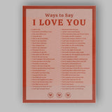 Romantic Ways To Say I Love You Typography Print Canvas Wall Art Print Decor Picture Ready to Hang