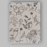 Minimalist Botanical Female Faces Line Art Floral Illustration Canvas Wall Art Print Decor Picture Ready to Hang