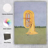 Surreal Giant Tuba Landscape Fantasy Illustration Canvas Wall Art Print Decor Picture Ready to Hang