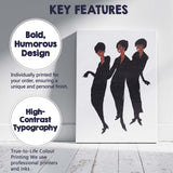Retro Fashion Women Dancing Minimalist Illustration Canvas Wall Art Print Decor Picture Ready to Hang
