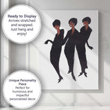 Retro Fashion Women Dancing Minimalist Illustration Canvas Wall Art Print Decor Picture Ready to Hang