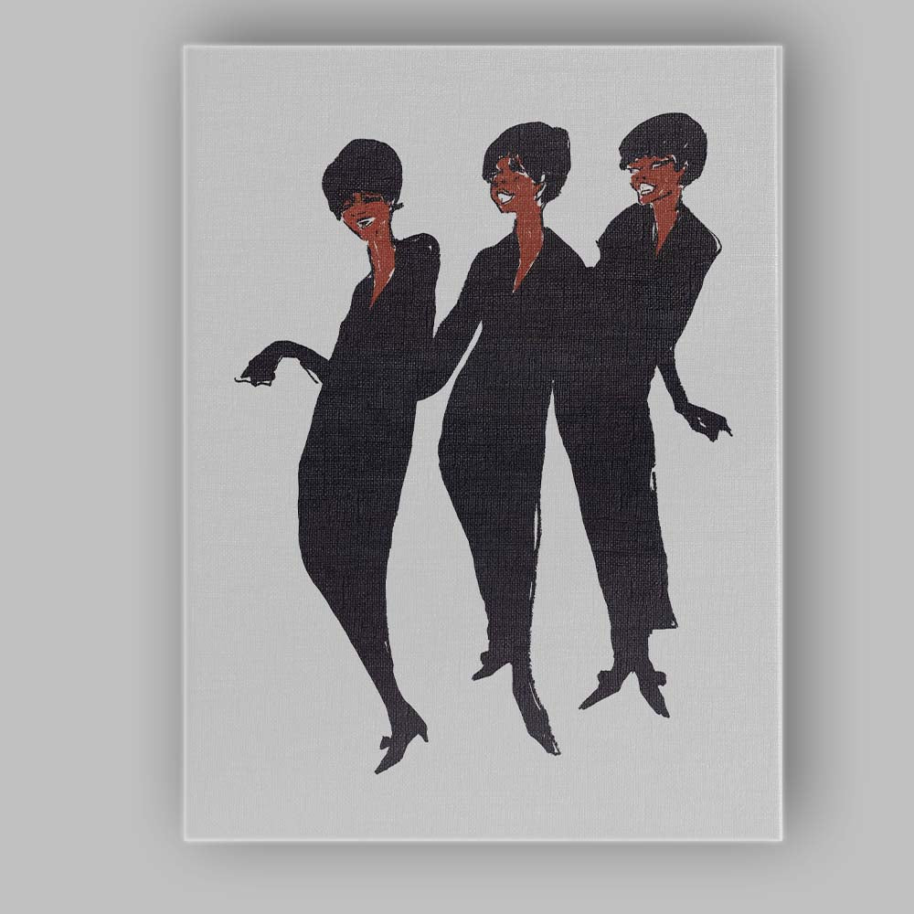 Retro Fashion Women Dancing Minimalist Illustration Canvas Wall Art Print Decor Picture Ready to Hang