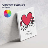 Keith Haring Inspired Running Heart Pop Art Illustration Canvas Wall Art Print Decor Picture Ready to Hang