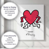 Keith Haring Inspired Running Heart Pop Art Illustration Canvas Wall Art Print Decor Picture Ready to Hang