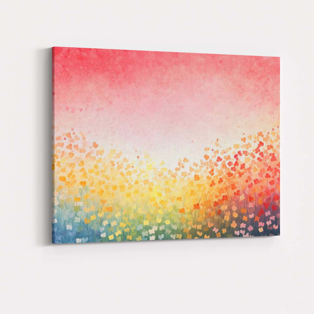 Soft Pastel Wildflower Meadow Watercolour Landscape Canvas Wall Art Print Decor Picture Ready to Hang