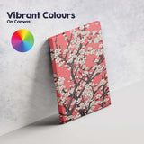 White Cherry Blossom Branch Coral Pink Botanical Canvas Wall Art Print Decor Picture Ready to Hang