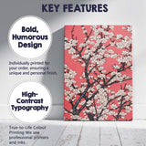 White Cherry Blossom Branch Coral Pink Botanical Canvas Wall Art Print Decor Picture Ready to Hang