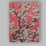 White Cherry Blossom Branch Coral Pink Botanical Canvas Wall Art Print Decor Picture Ready to Hang