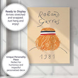 Retro Roland Garros Tennis Fan Illustration Canvas Wall Art Print Decor Picture Ready to Hang