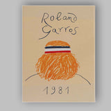 Retro Roland Garros Tennis Fan Illustration Canvas Wall Art Print Decor Picture Ready to Hang