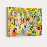 Stylish Women In Botanical Garden Summer Fashion Illustration Canvas Wall Art Print Decor Picture Ready to Hang