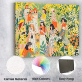 Stylish Women In Botanical Garden Summer Fashion Illustration Canvas Wall Art Print Decor Picture Ready to Hang