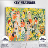 Stylish Women In Botanical Garden Summer Fashion Illustration Canvas Wall Art Print Decor Picture Ready to Hang