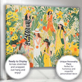 Fashionable Women In Floral Garden Smartphone Illustration Canvas Wall Art Print Decor Picture Ready to Hang