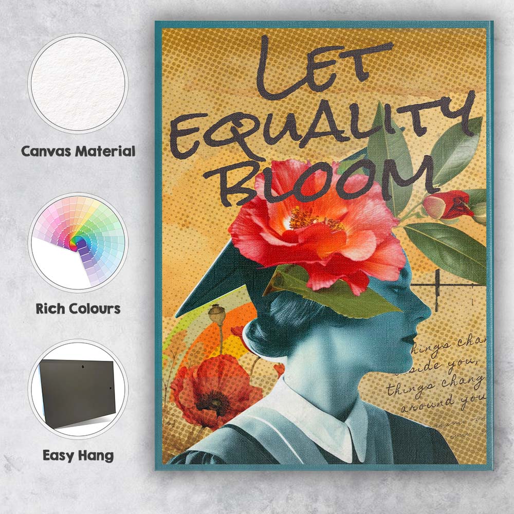 Let Equality Bloom Feminist Floral Collage Poster Canvas Wall Art Print Decor Picture Ready to Hang